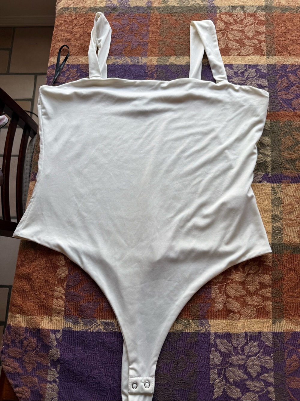 Forever 21 White Square Neck Bodysuit with Wide Straps